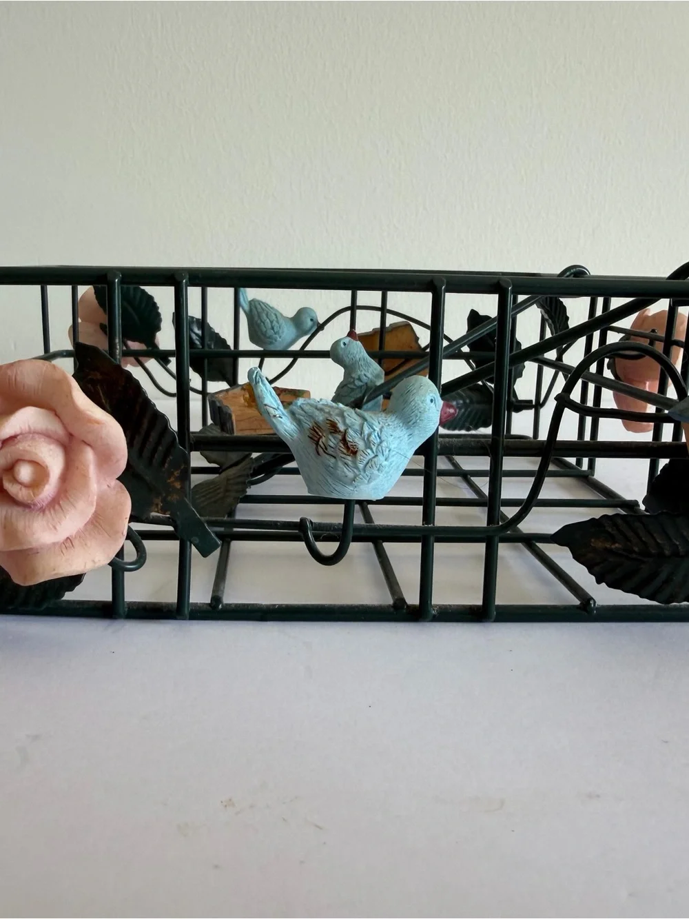 2000 ABC Distributing Y2K Metal Wire Napkin Holder Blue Birds Roses Cottage Core